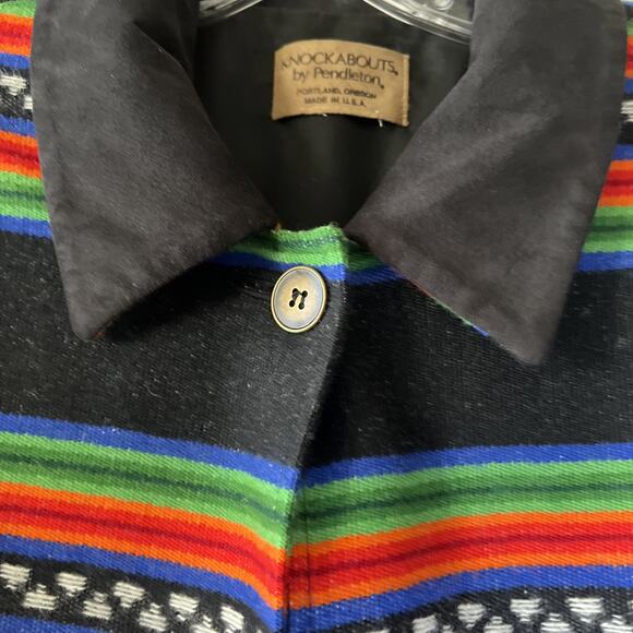VTG Striped Southwestern Pendleton Knockabout Wool Coat Jacket Large EUC - Picture 9 of 16
